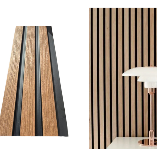 Rivestimento Pannello Decorativo Boiserie Lamelle Doghe 3D PVC 2800h 120x12mm 74-Effetto Rovere-Nero